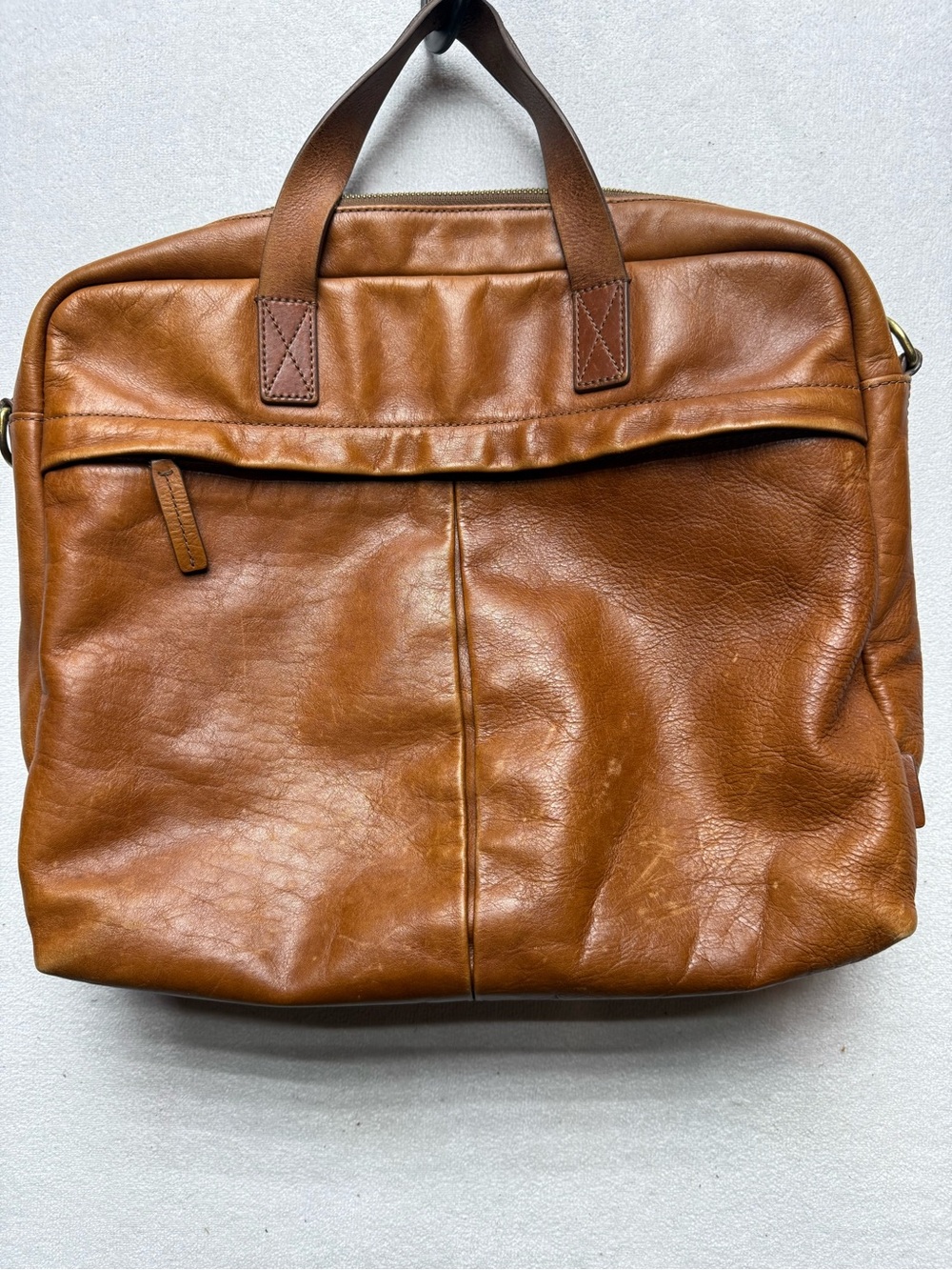 Fossil Tan Leather Laptop Briefcase